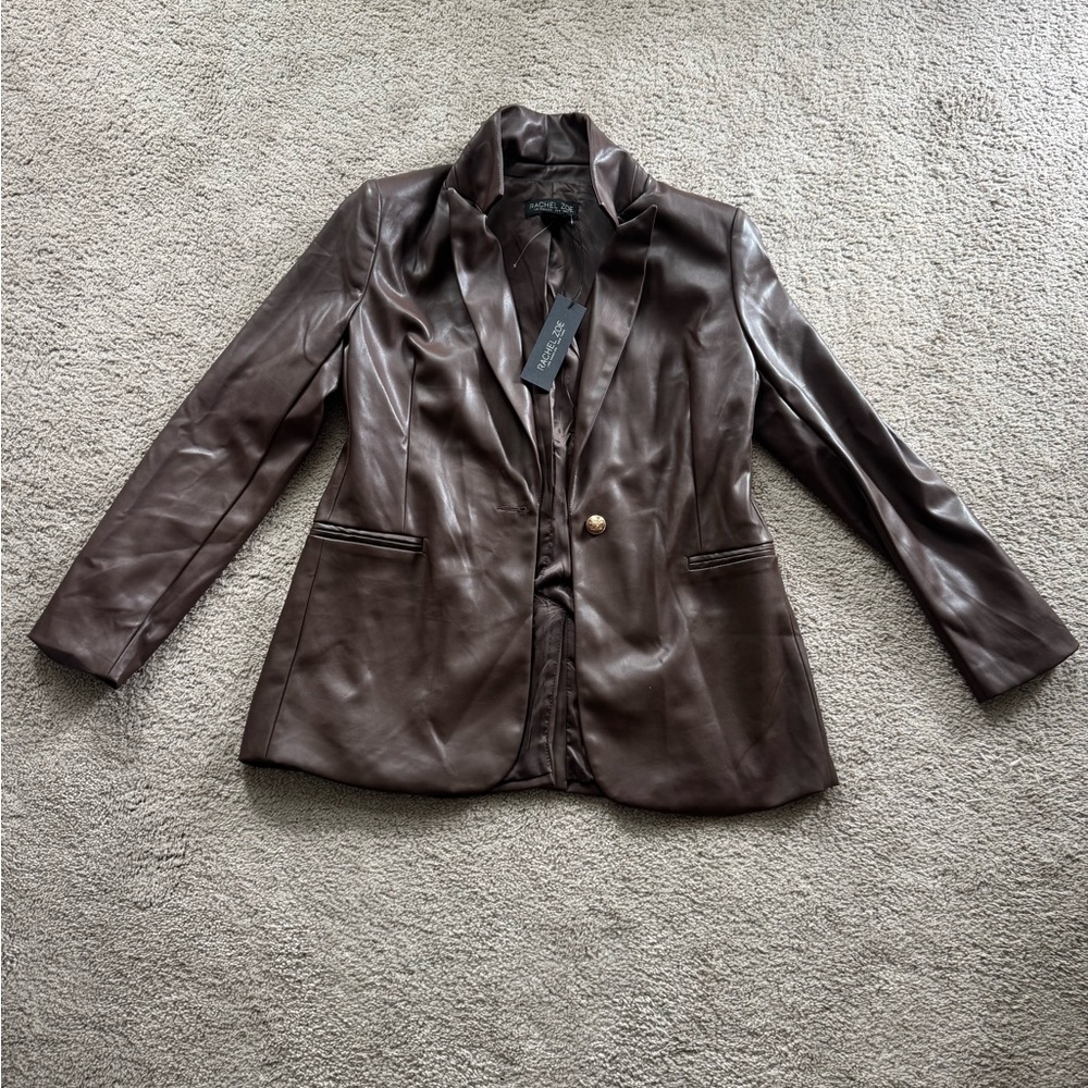 Rachel Zoe Chocolate Brown Leather Blazer